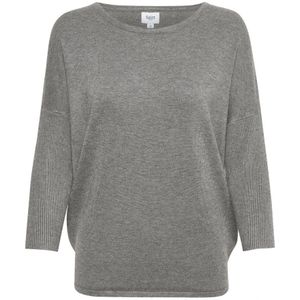 Saint Tropez - R-Neck Pullover Sweater - Grijze Melange - Dames
