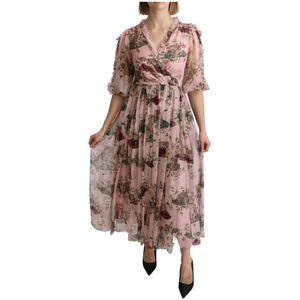 Dolce & Gabbana, Dames, Jurken, Roze, Maat: 2XS Zijde,