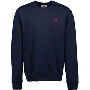 Ami Paris, Heren, Sweatshirts & Hoodies, Blauw, Maat: M Katoen,
