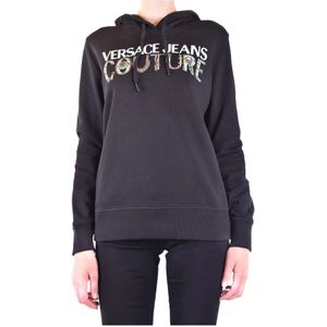Versace Jeans Couture, Dames, Sweatshirts & Hoodies, Zwart, Maat: XS Katoen,