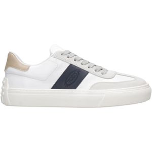 Tod's Witte leren sneakers met suède inzetstukken , Multicolor , Heren , Maat: 40 1/2 EU