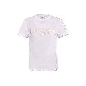 Lanvin T-shirt met logo , White , Dames , Maat: XS