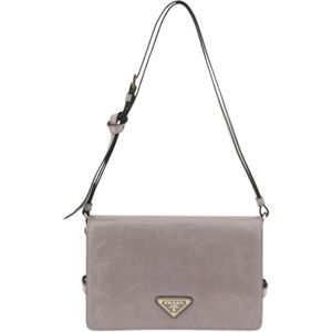 Prada - Crossbody Schoudertas - Grijs - Leer
