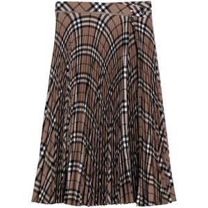 Burberry Geplooide Rok , Brown , Dames , Maat: 3XS