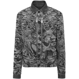 Philipp Plein, Heren, Jassen, Zwart, Maat: S Denim,
