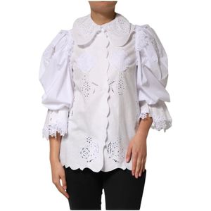 Dolce & Gabbana, Dames, Blouses & Shirts, Wit, Maat: S Katoen,