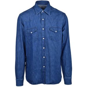 Alessandro Gherardi, Heren, Overhemden, Blauw, Maat: L Denim,