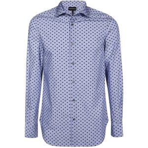 Emporio Armani, Heren, Overhemden, Blauw, Maat: M