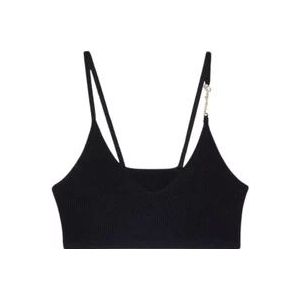 Jacquemus Geribbelde Bandeau Top Zwart , Black , Dames , Maat: L