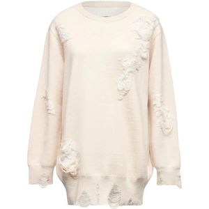 MM6 Maison Margiela, Dames, Sweatshirts & Hoodies, Beige, Maat: L Wol,