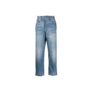 Gucci Blauwe Stonewashed Logo Patch Jeans , Blue , Heren , Maat: W33