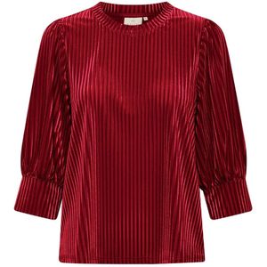 KAFFE - Caca - Damesblouse - Bruin-Beige - V-halslijn - Lange Mouwen