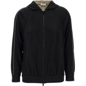 Brunello Cucinelli, Dames, Sweatshirts & Hoodies, Zwart, Maat: L Katoen,