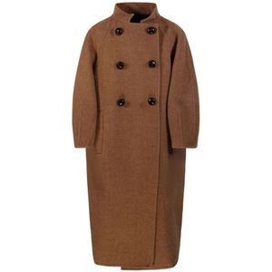 Max Mara, Dames, Mantels, Bruin, Maat: M Wol,