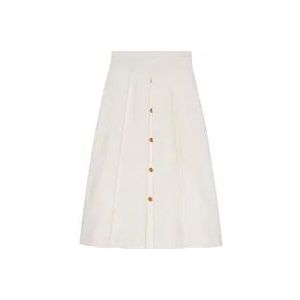 Gucci geplooide rok met knoopdetail , White , Dames , Maat: S