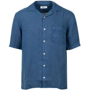 Roy Roger's, Heren, Overhemden, Blauw, Maat: L Linnen,