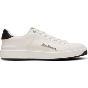 Balmain Kalfsleren B-Court trainers met logo , White , Heren , Maat: 45 EU