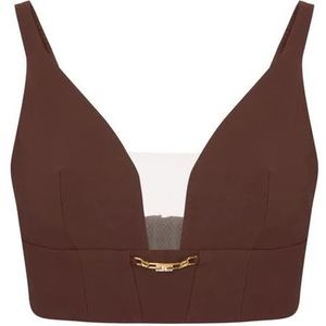 Elisabetta Franchi, Dames, Tops, Bruin, Maat: XS Poliester,