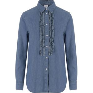 Aspesi, Dames, Blouses & Shirts, Blauw, Maat: 2XS Denim,