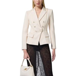 Elisabetta Franchi, Dames, Jassen, Wit, Maat: XL Satijn,