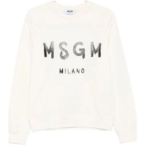 Msgm, Dames, Sweatshirts & Hoodies, Wit, Maat: S Katoen,