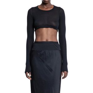 Rick Owens, Dames, Tops, Zwart, Maat: M Katoen,