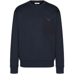 Valentino Garavani, Heren, Sweatshirts & Hoodies, Blauw, Maat: XL Katoen,