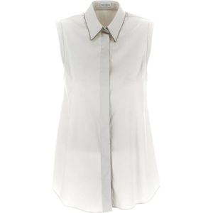 Brunello Cucinelli, Dames, Blouses & Shirts, Wit, Maat: 2XS Katoen,