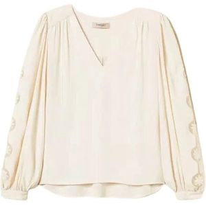 Twinset, Dames, Blouses & Shirts, Wit, Maat: XS Viscose,