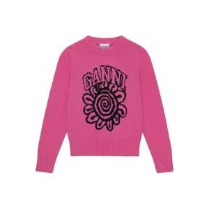 Ganni Bloemenprint Trui , Pink , Dames , Maat: L