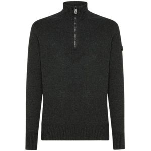 Peuterey Donkergrijze Wollen Halfzip Trui , Black , Heren , Maat: L