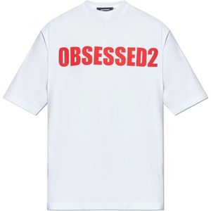 Dsquared2, Heren, Tops, Wit, Maat: L Katoen,