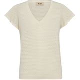 Mos Mosh - Mmganna Pattern V-Neck Knit - Gebreide Top - Ecru