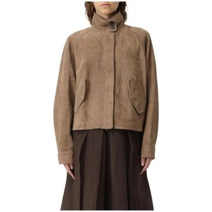 Brunello Cucinelli, Dames, Jassen, Bruin, Maat: S Suède,