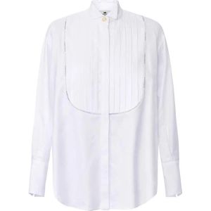Elisabetta Franchi, Dames, Blouses & Shirts, Wit, Maat: S Katoen,