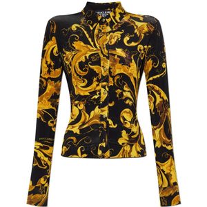 Versace Jeans Couture, Dames, Blouses & Shirts, Geel, Maat: M Zijde,