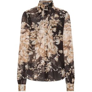 Dolce & Gabbana, Dames, Blouses & Shirts, Veelkleurig, Maat: XS Zijde,