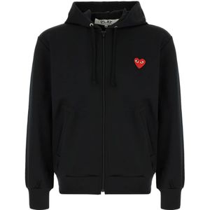 Comme des Garçons Play, Heren, Sweatshirts & Hoodies, Zwart, Maat: L Poliester,