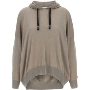 Brunello Cucinelli, Dames, Sweatshirts & Hoodies, Grijs, Maat: M Zijde,