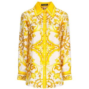 Dolce & Gabbana, Dames, Blouses & Shirts, Geel, Maat: 2XS Zijde,
