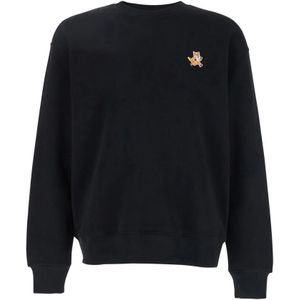 Maison Kitsuné, Heren, Sweatshirts & Hoodies, Zwart, Maat: L Katoen,