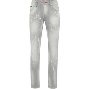 Philipp Plein, Heren, Jeans, Grijs, Maat: W28 Katoen,