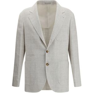 Brunello Cucinelli, Heren, Jassen, Grijs, Maat: L Linnen,