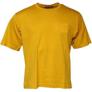 Dolce & Gabbana - T-shirt - Donkergeel - Korte Mouwen - Crew Neck