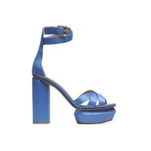 Balmain Ava satijnen platform sandalen , Blue , Dames , Maat: 41 EU