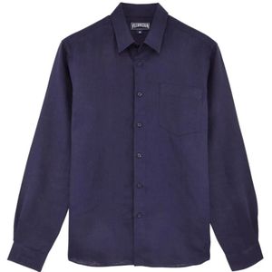 Vilebrequin, Heren, Overhemden, Blauw, Maat: S Linnen,