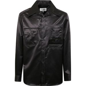 MM6 Maison Margiela, Heren, Overhemden, Zwart, Maat: M Katoen,