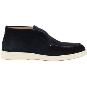 Santoni - Slip-On Loafers - Blauw - Suède - Contrasterende Zool