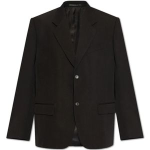 Balenciaga, Heren, Jassen, Zwart, Maat: S Wol,