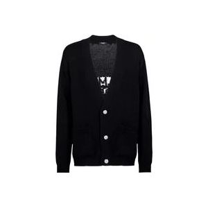 Balmain Knit cardigan with logo , Black , Heren , Maat: XL